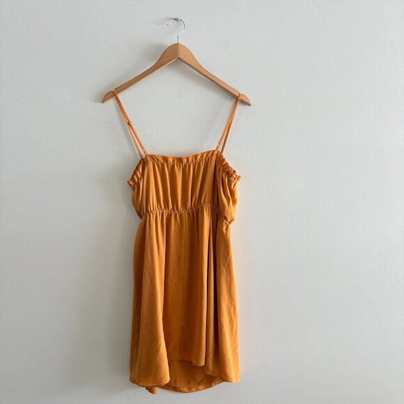 Aritzia Sunday Best Blixen Ruffled Mini Dress Marigold Mustard Yellow Large - Picture 4 of 6